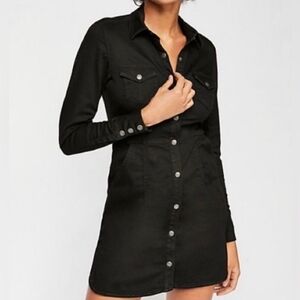 Black Button-Up Denim Dress